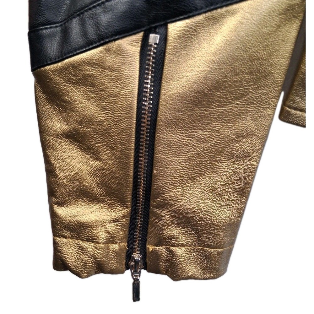 Marvel Black Widow Her Universe Moto Jacket Black Gold Faux Leather Ss L Junior - Picture 10 of 16